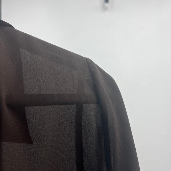 VTG Denim 24/7 Chocolate Brown Sheer Flowy Ruffle Button Up Lace Top Blouse 16W - Picture 7 of 9